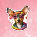 Rat Terrier - Cute Hippie Dog Sticker