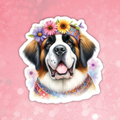 Saint Bernard - Cute Hippie Dog Sticker