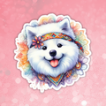 Samoyed - Cute Hippie Dog Sticker