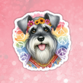Schnauzer - Cute Hippie Dog Sticker
