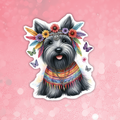 Scottish Terrier - Cute Hippie Dog Sticker