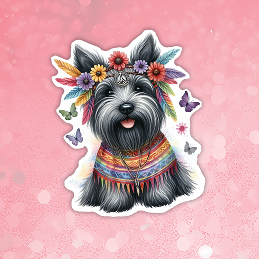 Scottish Terrier - Cute Hippie Dog Sticker