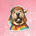Shar Pei - Cute Hippie Dog Sticker