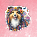 Shetland Sheepdog - Cute Hippie Dog Sticker