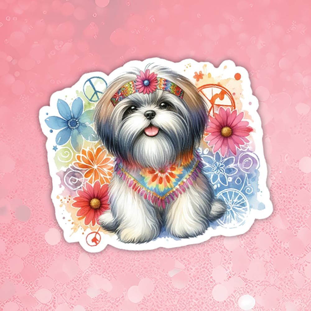 Shih Tzu - Cute Hippie Dog Sticker