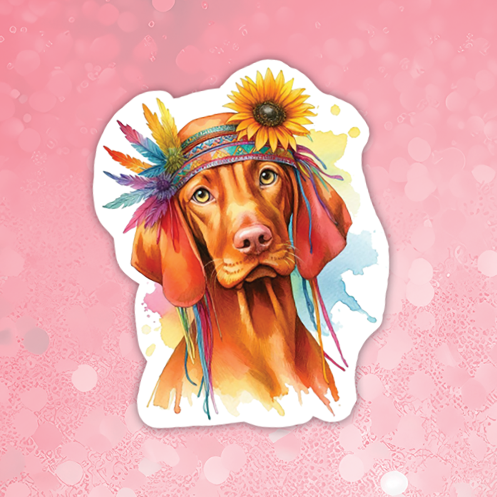 Viszla - Cute Hippie Dog Sticker
