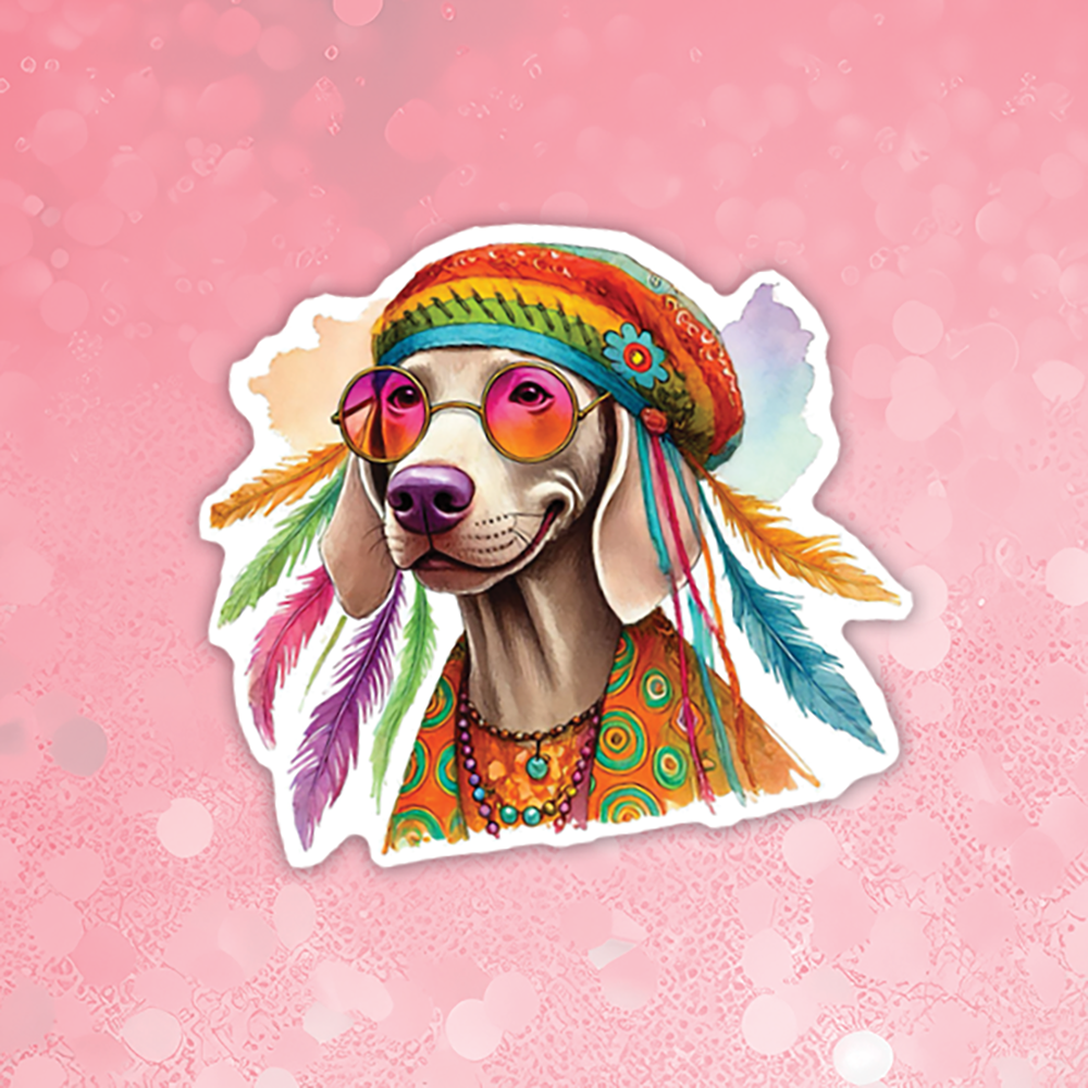 Weimaraner - Cute Hippie Dog Sticker