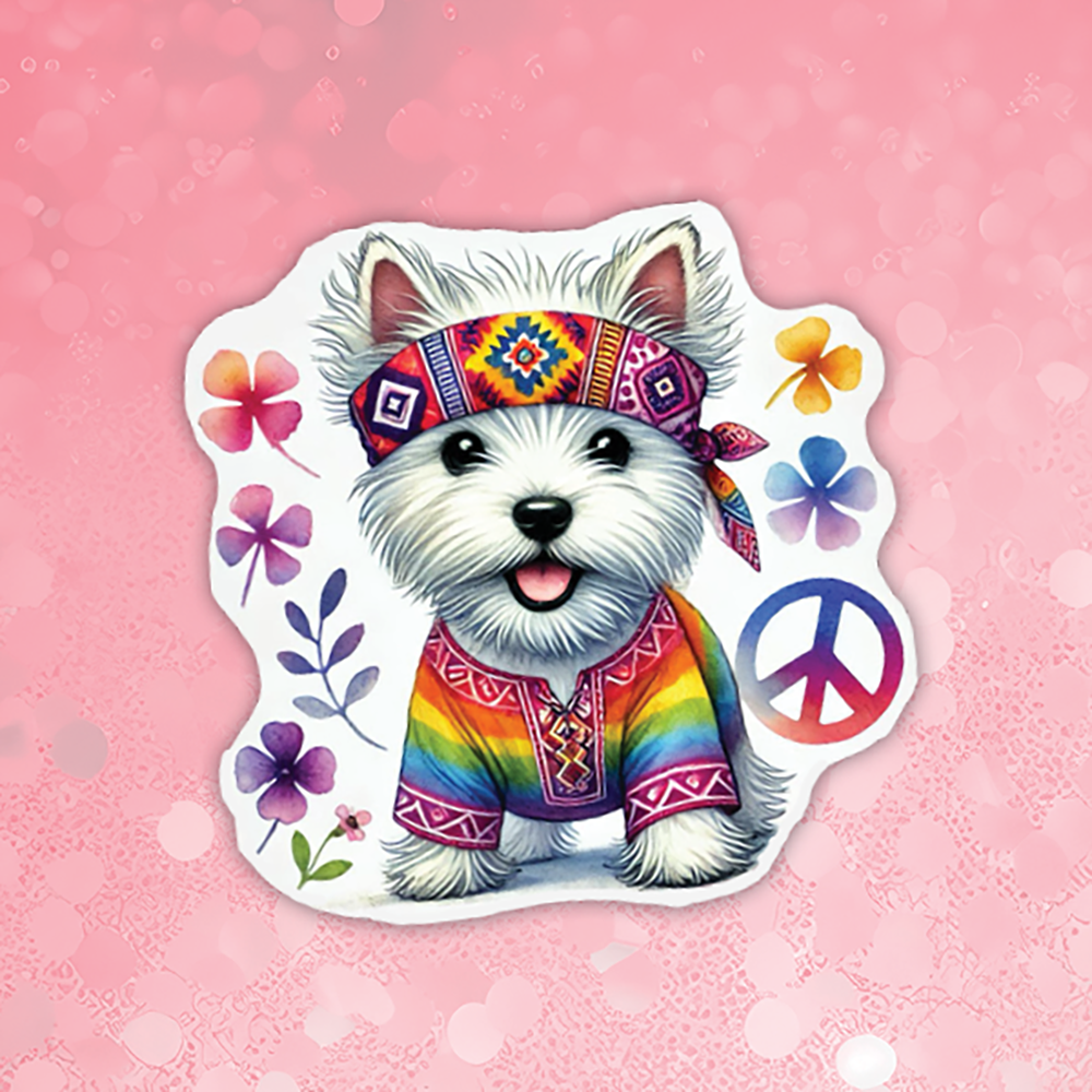 West Highland Terrier - Cute Hippie Dog Sticker