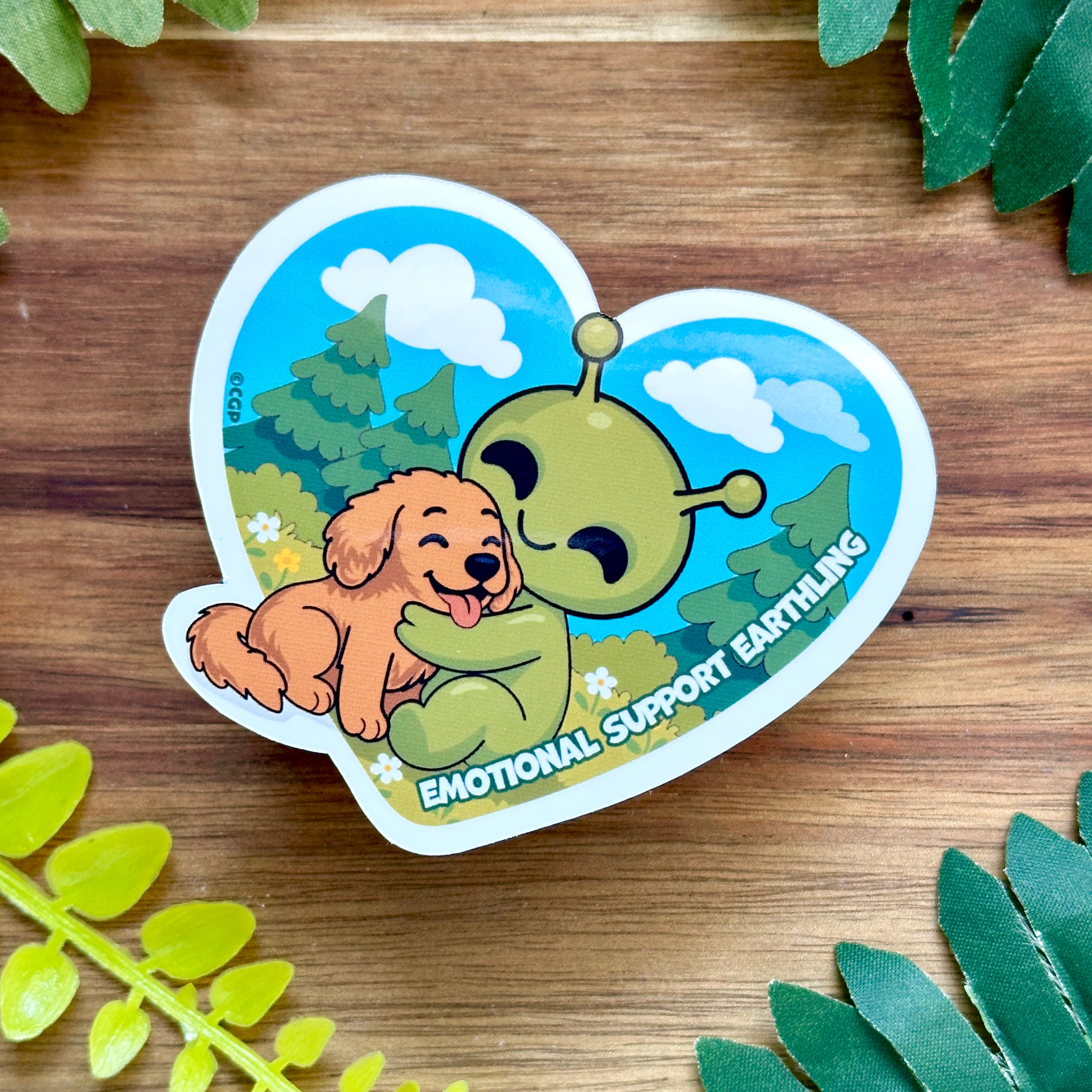 Alien Emotional Support Cryptid With Pet - Sticker