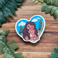 Bigfoot Emotional Support Cryptid With Pet - Sticker