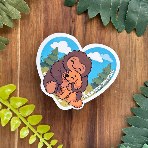 Bigfoot Emotional Support Cryptid With Pet - Sticker