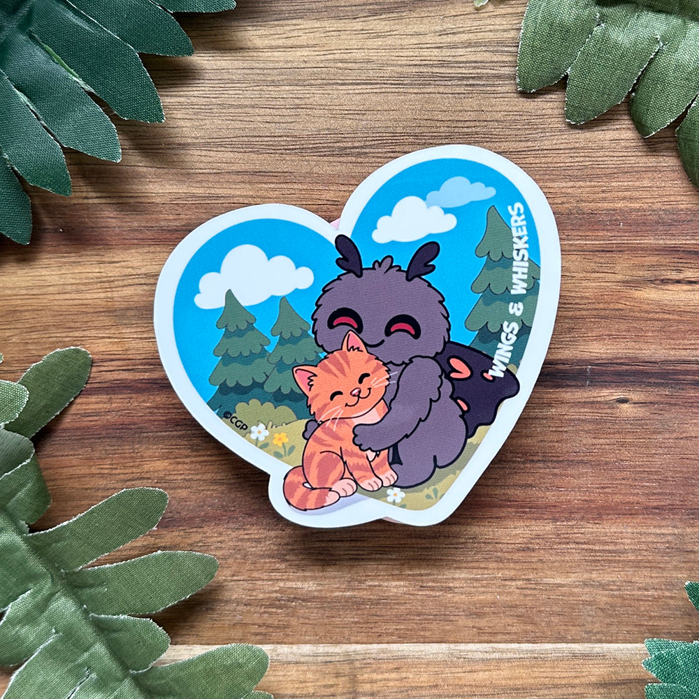 Mothman Emotional Support Cryptid With Pet - Sticker