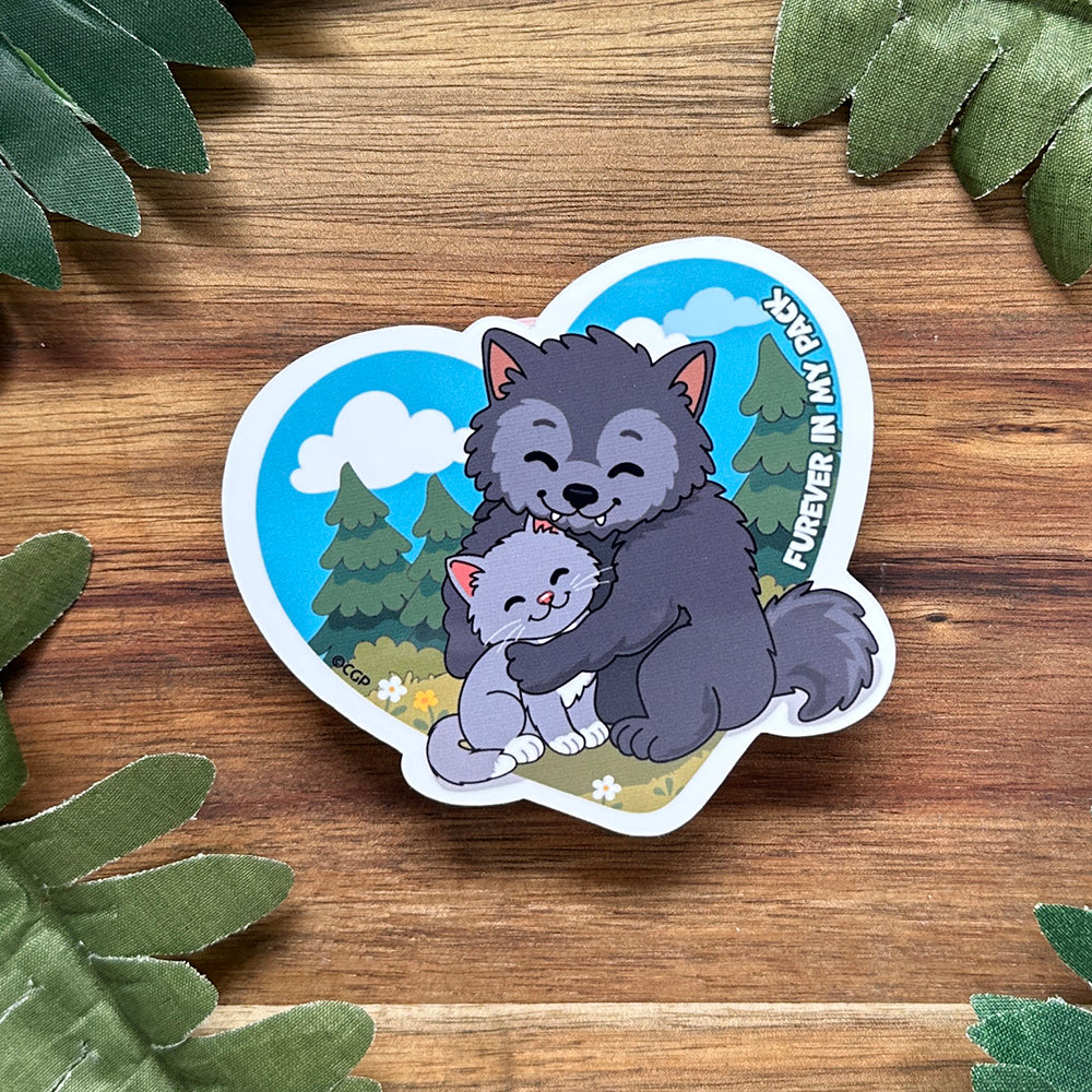Werewolf Emotional Support Cryptid With Pet - Sticker