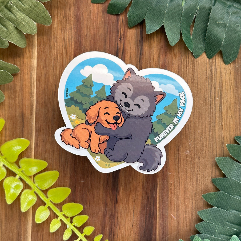 Werewolf Emotional Support Cryptid With Pet - Sticker