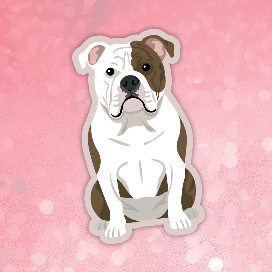 American Bulldog brown and white sticker