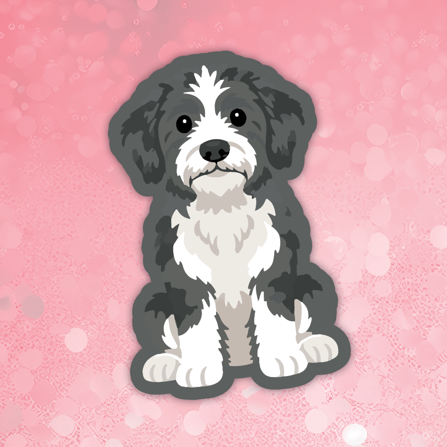 Aussiedoodle black and white sticker
