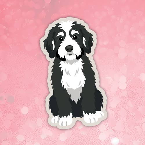 Bernedoodle black dog sticker