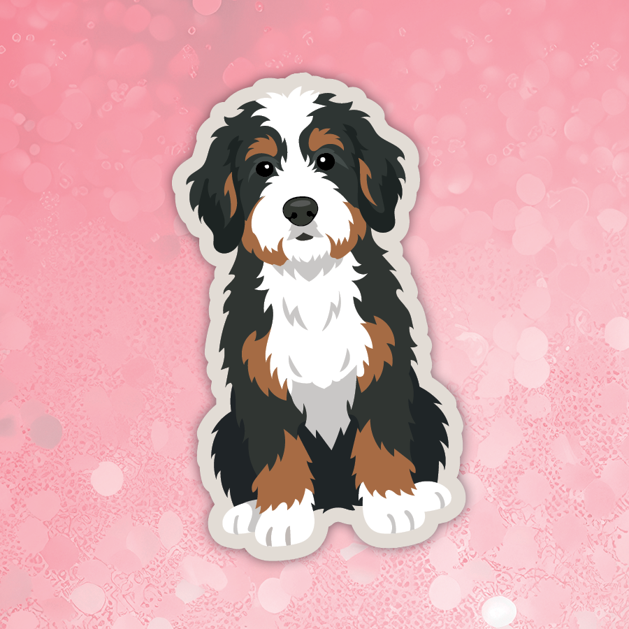 Bernedoodle tri dog sticker