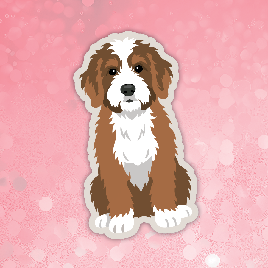 Bernedoodle brown dog sticker