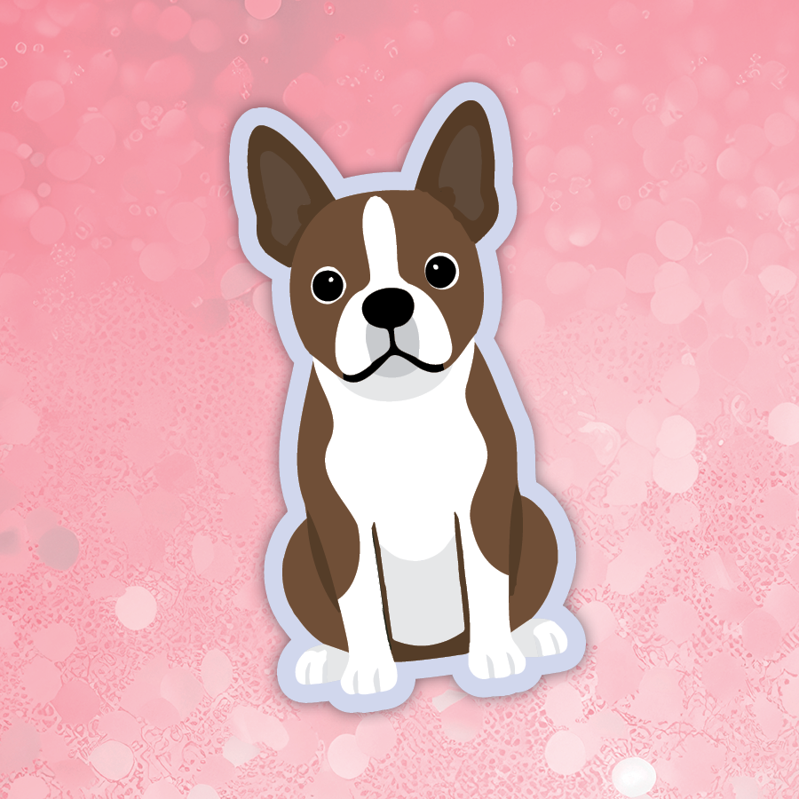 Boston Terrier brown dog sticker