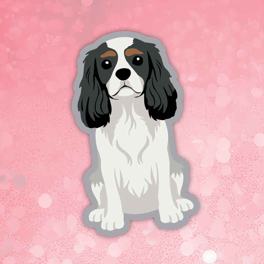 Cavalier King Charles Black & White dog sticker