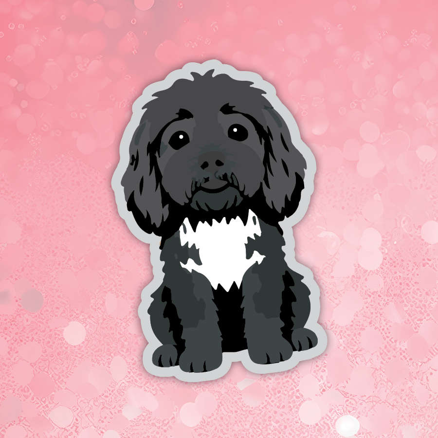 Cavapoo black dog sticker