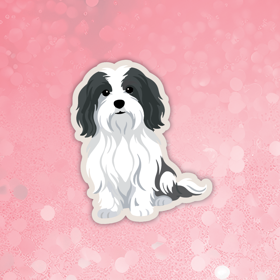 Havanese black and white sticker