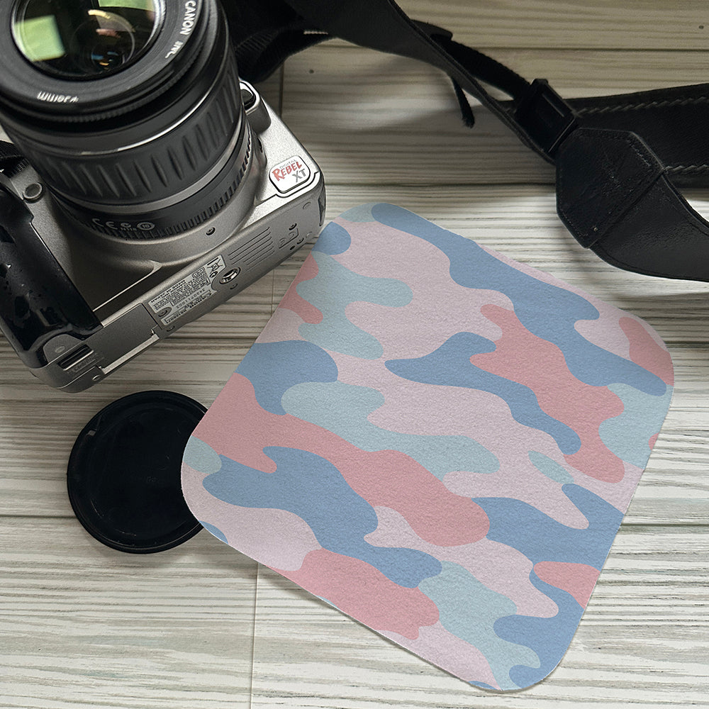 Pink Camouflage pattern on a screen cloth with a camera