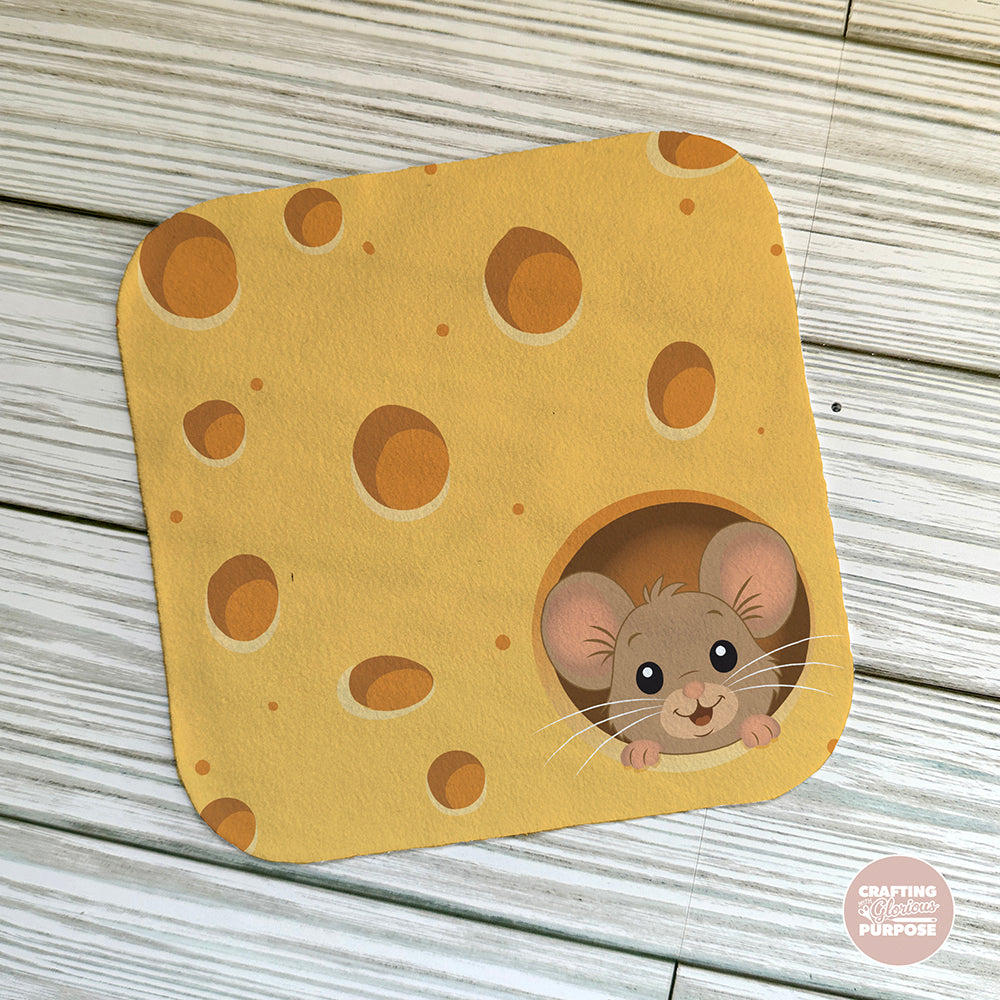 Microfiber Cleaning Cloth - Cheese Lover with Cute Mouse