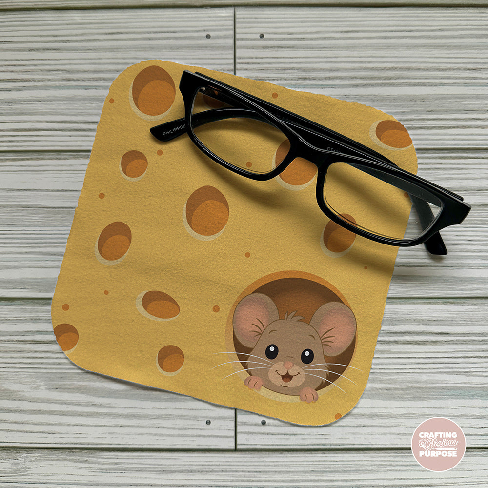 Microfiber Cleaning Cloth - Cheese Lover with Cute Mouse