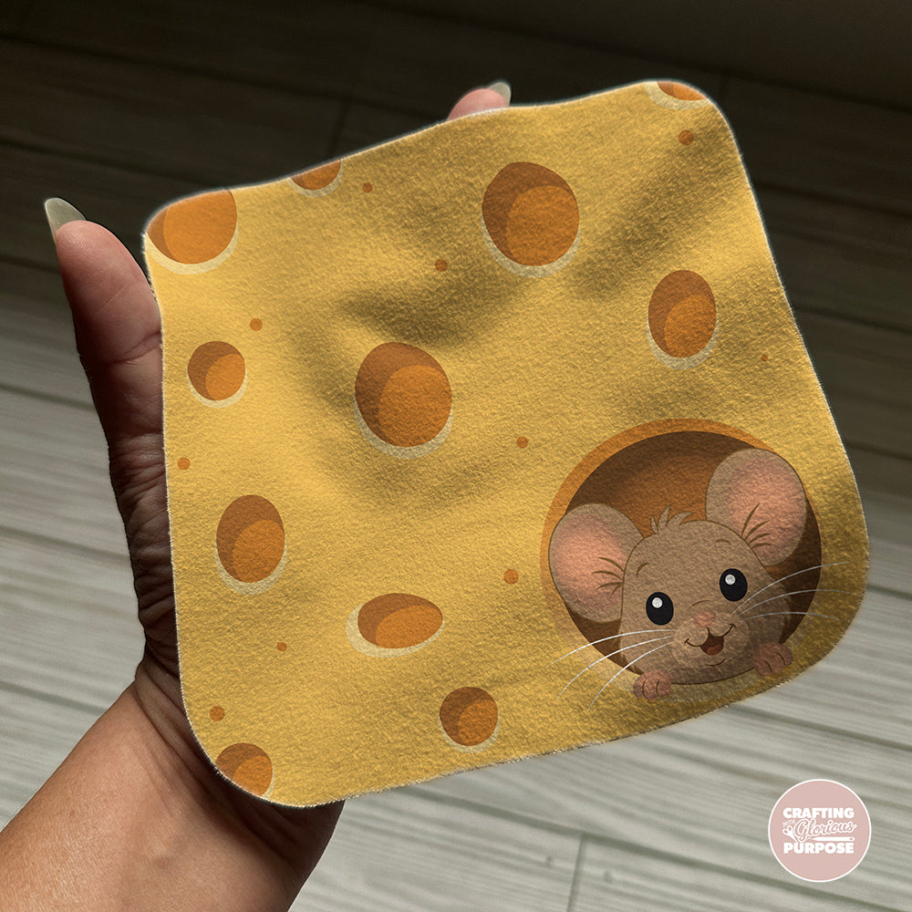 Microfiber Cleaning Cloth - Cheese Lover with Cute Mouse