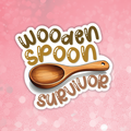 Wooden spoon graphic with 'Wooden Spoon Survivor' text on a pink background