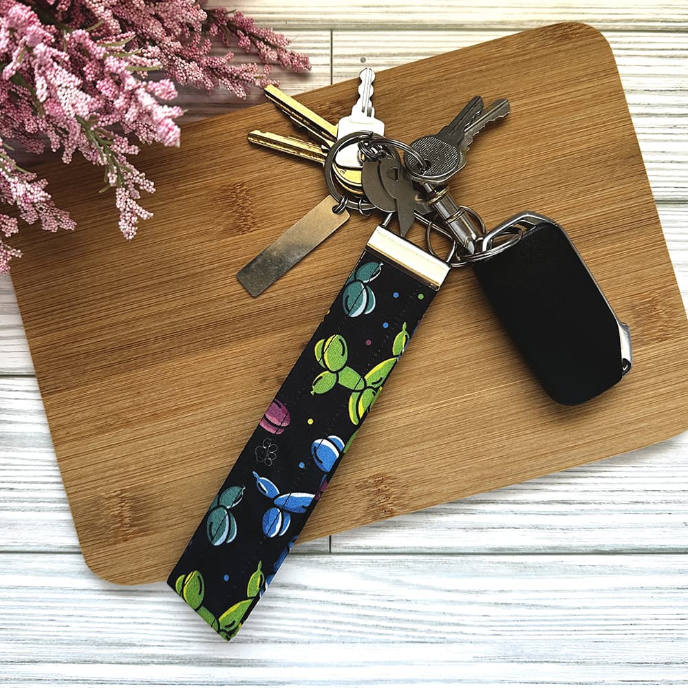 Handmade Wristlet Keychain - Balloon Dogs