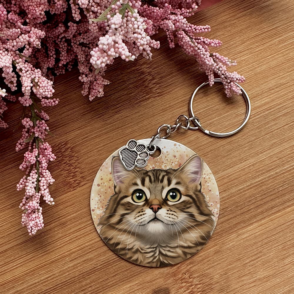Tabby Brown Long Hair - Pet Keychain