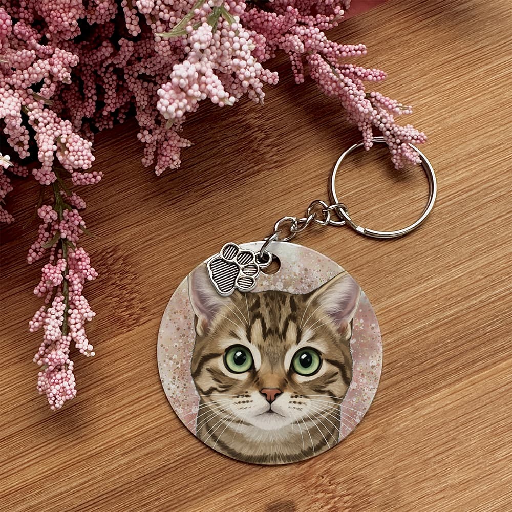 Tabby Brown Short Hair - Pet Keychain