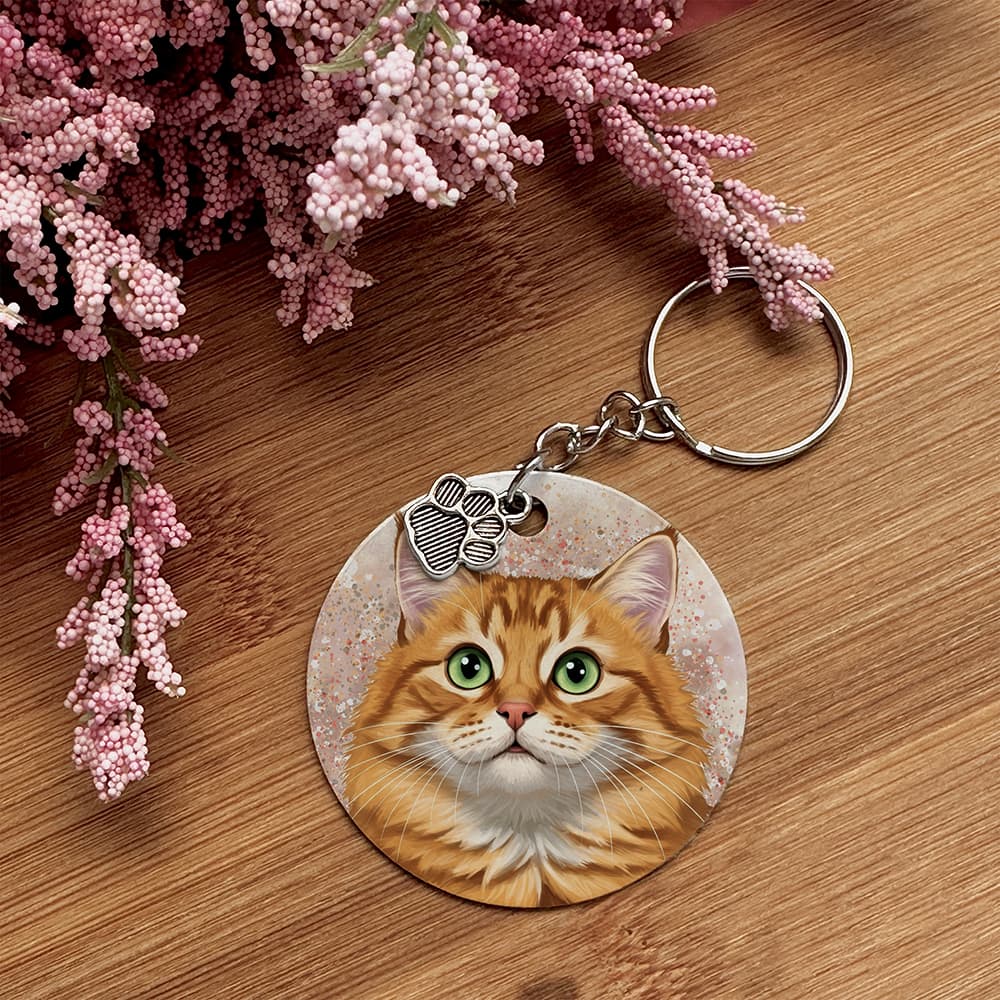 Tabby Orange Long Hair - Pet Keychain