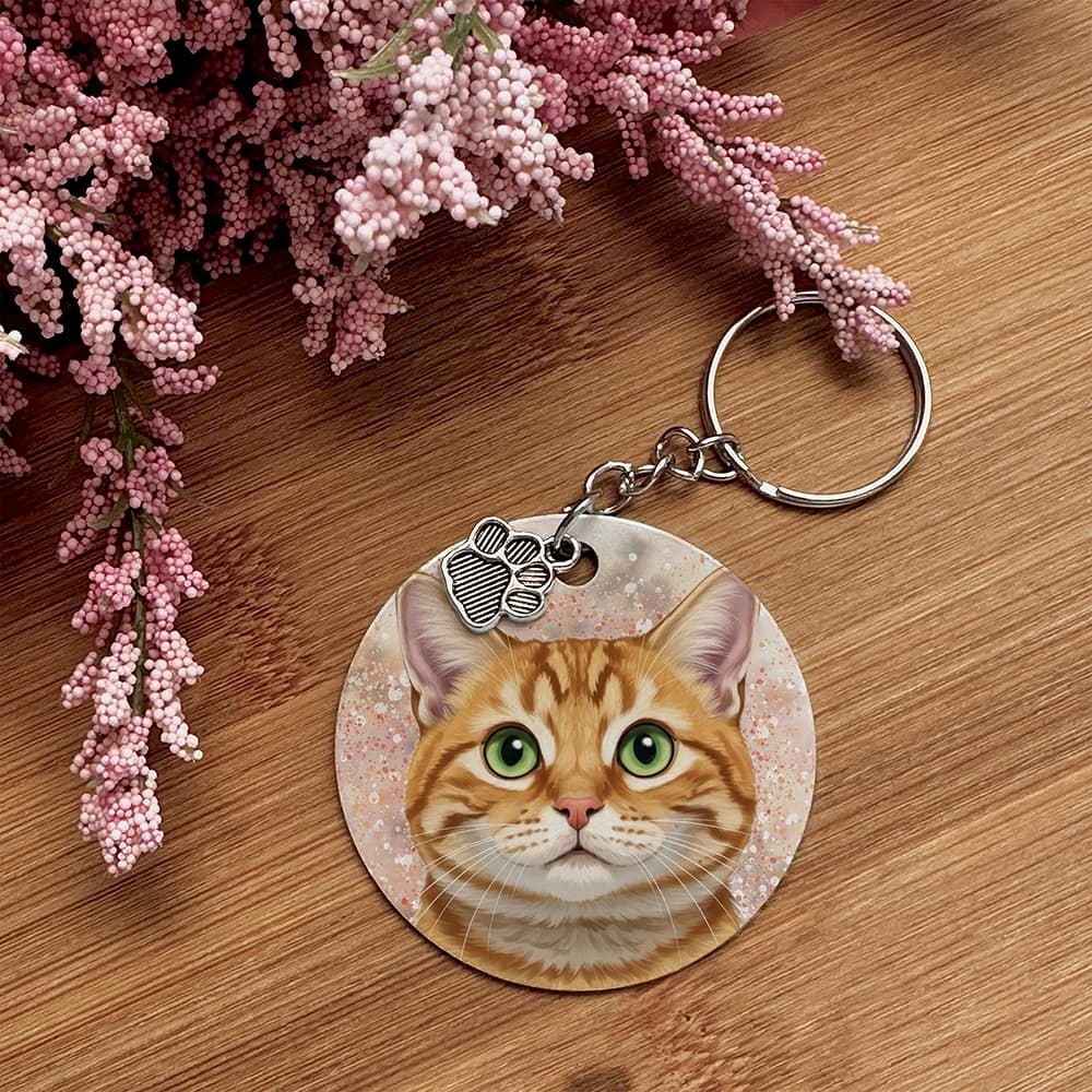 Tabby Orange Short Hair - Pet Keychain