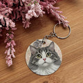 Tuxedo Gray Long Hair - Pet Keychain