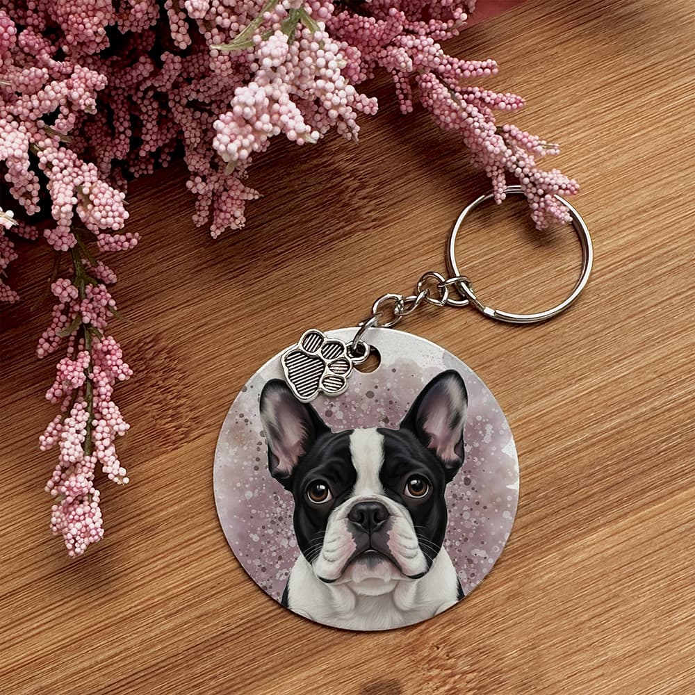 French Bulldog (Black & White) - Pet Keychain